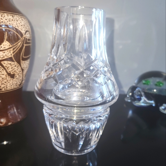 Waterford Lismore 2pc Hurricane Votive Candle Holder Cut Lead Crystal Ireland